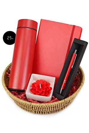 Termos & Defter & Kalem & Mum Hediye Sepeti