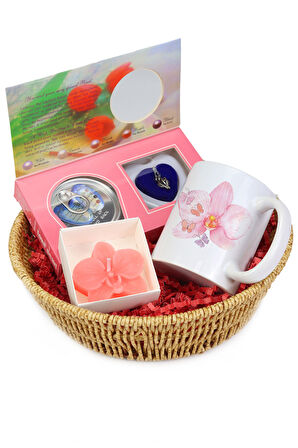 İstiridye Kolye & Kupa & Mum Hediye Sepeti