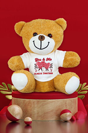 Özel Sepetinde Peluş Ayıcık & Baskılı Kupa & Sonsuzluk Kolye Hediye Seti