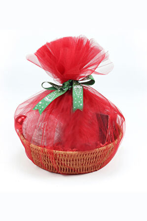 Özel Sepetinde Peluş Ayıcık & Baskılı Kupa & Sonsuzluk Kolye Hediye Seti