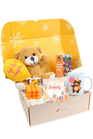 Peluş Ayıcık & Kupa & Mum & Filtre Kahve Hediye Kutusu