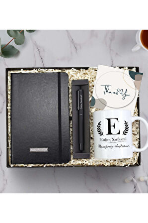 Kişiye Özel Mesajlı Kupa & İsme Özel Defter & Roller Kalem Hediye Seti