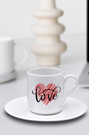 Sevgiliye Özel 2 Adet Türk Kahvesi Fincanı & Çerçeve & Bardak Mum & Türk Kahvesi Hediye Seti