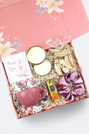 Çay Fincanı & Eyüp Sabri Tuncer Mini Kolonya & Toka & Metal Kutulu Mum & Tafe Kurabiye Hediye Seti