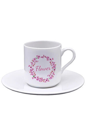 Pembe Çiçekli Kutusunda Çiçek Buketi & Mehmet Efendi Türk Kahvesi & Çikolata & Fincan Hediye Seti