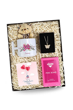 Sevgiliye Özel Kupa & Kolye & Parfüm & Anahtarlık Hediye Kutusu