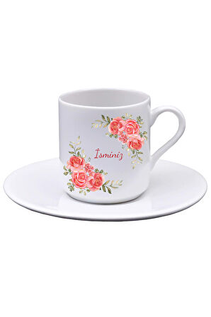 Kişiye Özel Fincan & Çiçek & Çerçeve & Çikolata & Türk Kahvesi Hediye Seti