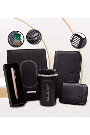 Kişiye Özel Wireless Powerbank & Organizer & Kalem & Termos & Portföy Cüzdan & Kartlık Hediye Seti