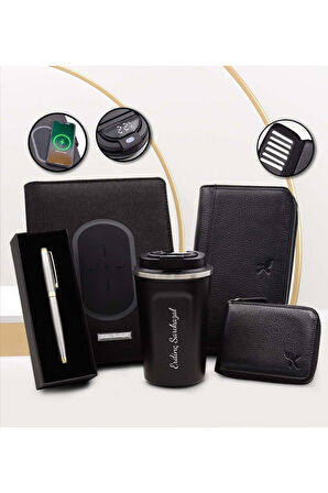 Kişiye Özel Wireless Powerbank & Organizer & Kalem & Termos & Portföy Cüzdan & Kartlık Hediye Seti