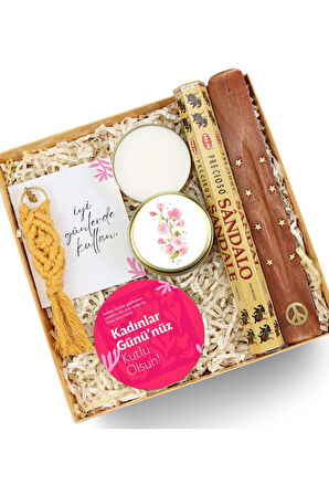 Makrome Anahtarlık & Mum & Bardak Altlığı & Tütsü Hediye Seti