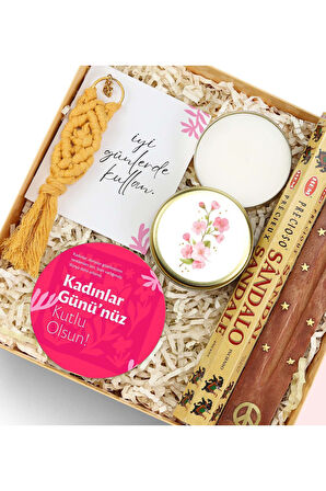 Makrome Anahtarlık & Mum & Bardak Altlığı & Tütsü Hediye Seti