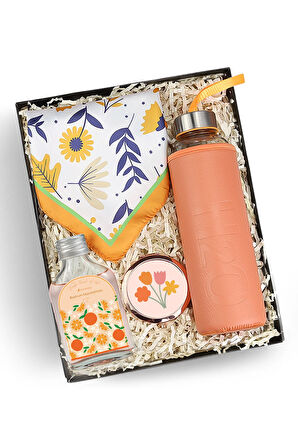 Özel Tasarım Ayna & Matara & Fular & Kolonya Hediye Seti