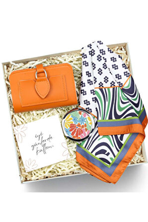 Tasarım Ayna & Fular & Cüzdan Hediye Seti