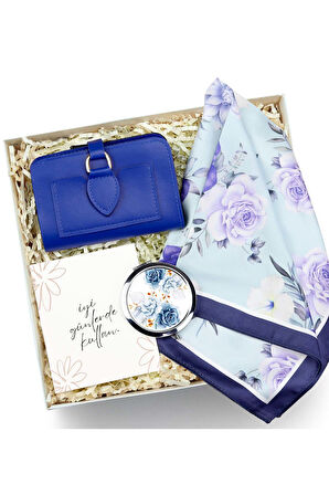 Tasarım Ayna & Fular & Cüzdan Hediye Seti