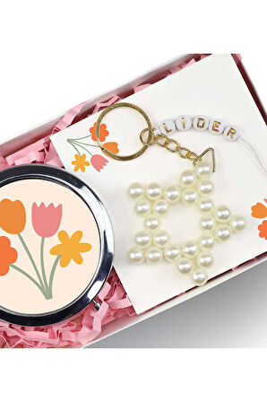 Motto İnci Yıldız Anahtarlık & El Aynası Hediye Seti