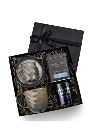 Kupa & Fincan & Mum & Türk Kahvesi Premium Hediye Seti