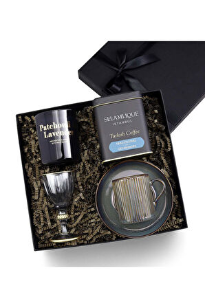 Mum & Fincan & Kahve Yanı Bardağı & Türk Kahvesi Hediye Seti