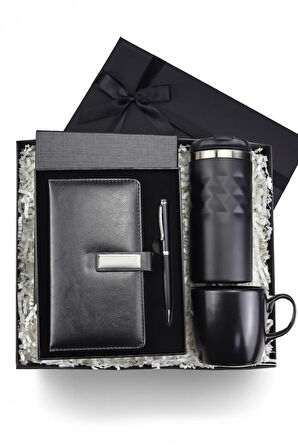 Özel Kutulu Defter Seti & Termos & Kupa Premium Hediye Seti