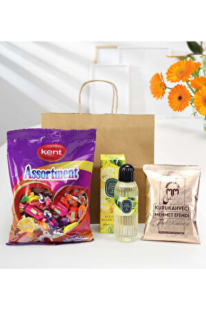 200 ml Eyüp Sabri Tuncer Kolonya & Kent Bayram Şekeri & Mehmet Efendi Türk Kahvesi Bayram Hediyesi