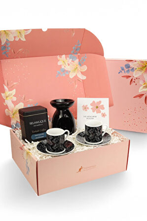 2'li Fincan & Buhurdanlık & Selamlıque Türk Kahvesi Hediye Seti