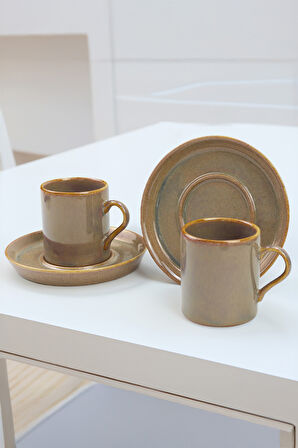 2 li Porselen Kahve Fincanı & Kolonya & Rakle Mum & Selamlıque Türk Kahvesi Hediye Seti