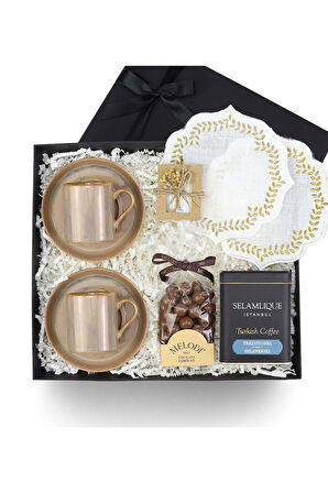 2 li Fincan & Melodi Draje & Türk Kahvesi & Kahve Peçetesi & Sabun Hediye Seti