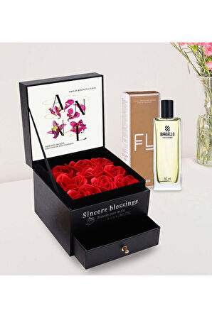 Anneler Gününe Özel Çekmeceli Gül Kutusu & Parfüm Hediye Seti