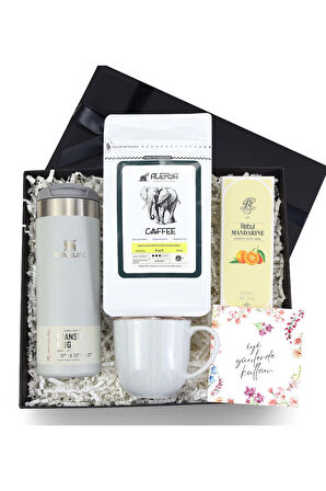 Termos & Filtre Kahve & Porselen Kupa & Kolonya Hediye Seti