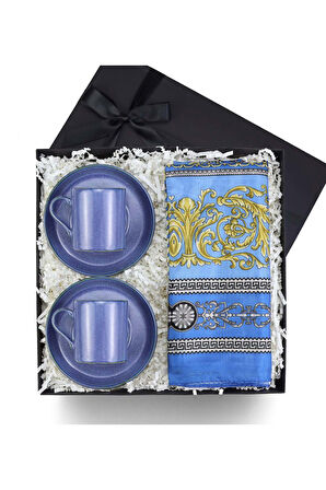 Saten Şal & 2'li Porselen Fincan Hediye Seti