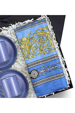 Saten Şal & 2'li Porselen Fincan Hediye Seti