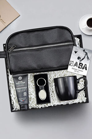 Anahtarlık & Erkek El Çantası & Siyah Kupa & Yves Rocher Tıraş Sonrası Balsam Hediye Seti