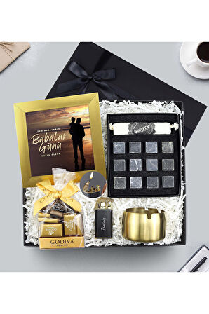 Gold Çerçeve & Ejderha Çakmak & Küllük & Viski Taşı & Godiva Napoliten Çikolata