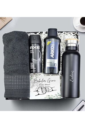 Termos Matara & Havlu & Tıraş Kolonyası & Axe Deodorant Hediye Seti