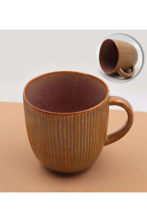 Kahve Öğütücü & Kahverengi Çizgili Porselen Kupa & Çizgili Fincan & Tütsü