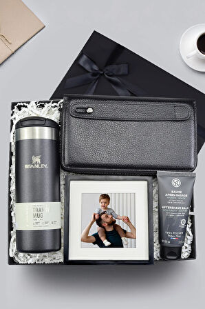 Deri Erkek Cüzdan & 0,47 ml & Yves Rocher Balsam & Paspartu Çerçeve Hediye Seti