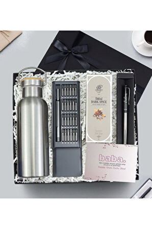 Termos Matara & Tornavida Seti & Kolonya & Metalik Roller Kalem Hediye Seti