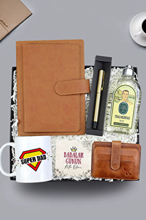 Defter & Gold Kalem & Eyüp Sabri Tuncer Tıraş Kolonyası & Kupa & Hakiki Deri Kartlık Hediye Seti