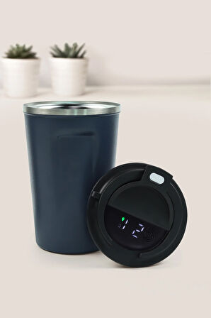 Dereceli Lacivert Termos & Cüzdan & Kartlık & Anahtarlık & Çakmak & Kupa Hediye Seti