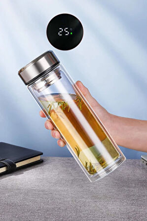 Dereceli Cam Matara & Black Suede Parfüm & Anahtarlık & 2'li Bileklik & Siyah Kupa Hediye Seti