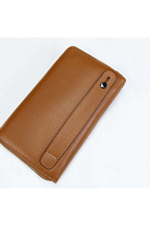 Hakiki Deri Kahverengi Porfföy Cüzdan & Tıraş Kolonyası & Balsam & Paspartu Çerçeve Hediye Seti