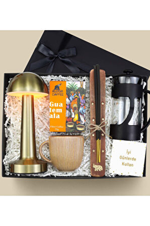 Masa Lambası & Kupa & Çubuk Tütsü & Filtre Kahve & French Press Premium Hediye Seti