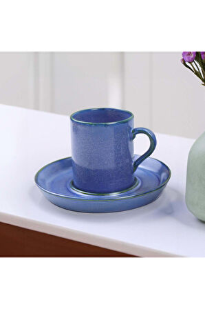 2 Li Porselen Fincan & Türk Kahvesi & Çiçek & Lavi Çikolata Hediye Seti