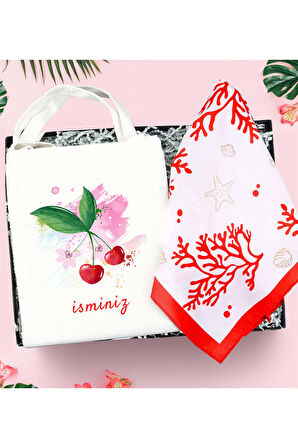 Kişiye Özel Bez Çanta & Fular Yaz Seti