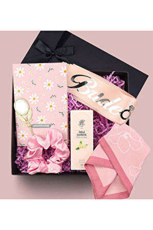 Wedding Planner & Bride Kuşağı & Kolonya & Saten Toka & Fular & Peri Ayna Hediye Seti