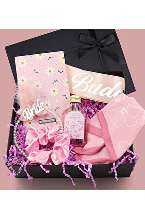 Wedding Planner & Bride Kuşak & Bride İnci Taç & Saten Toka & Fular & 100 ml Kolonya Hediye Seti