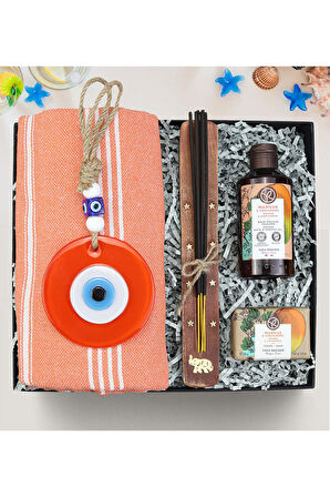 Peştemal & Yves Rocher Duş Jeli ve Sabun & Çubuk Tütsü & Duvar Süsü Yaz Hediye Seti
