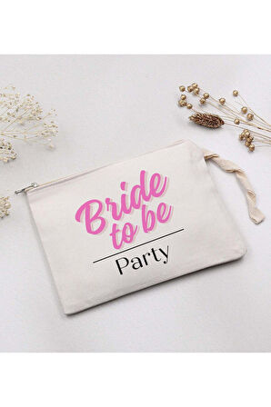 Bride Ham Bez Çanta & 30 ml Kolonya & Saten Toka & Peri Ayna Bride To Be Hediyelik Set