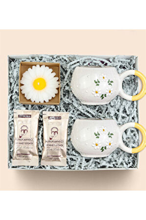 %100 El Yapımı Papatya Desen Hediye Seti