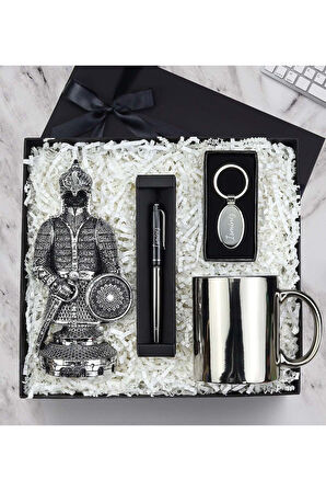 Fetih Zırh Ayetel Kürsi Biblo & Anahtarlık & Gümüş Kupa & Kalem Premium Hediye Seti
