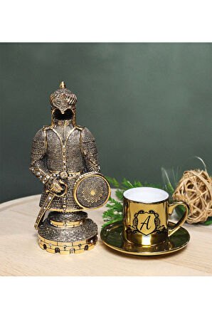 Fetih Zırh Ayetel Kürsi Biblo & Gold Fincan Hediye Seti